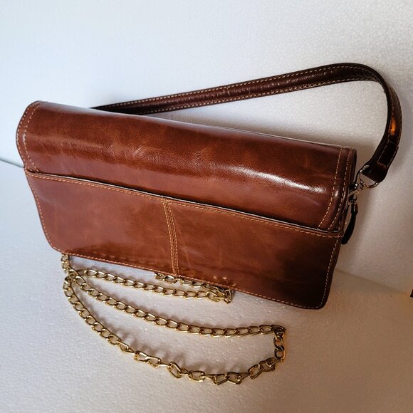 Giani Bernini Brown Leather Crossbody Handbag Multi-Zip Pockets - Picture 11 of 11